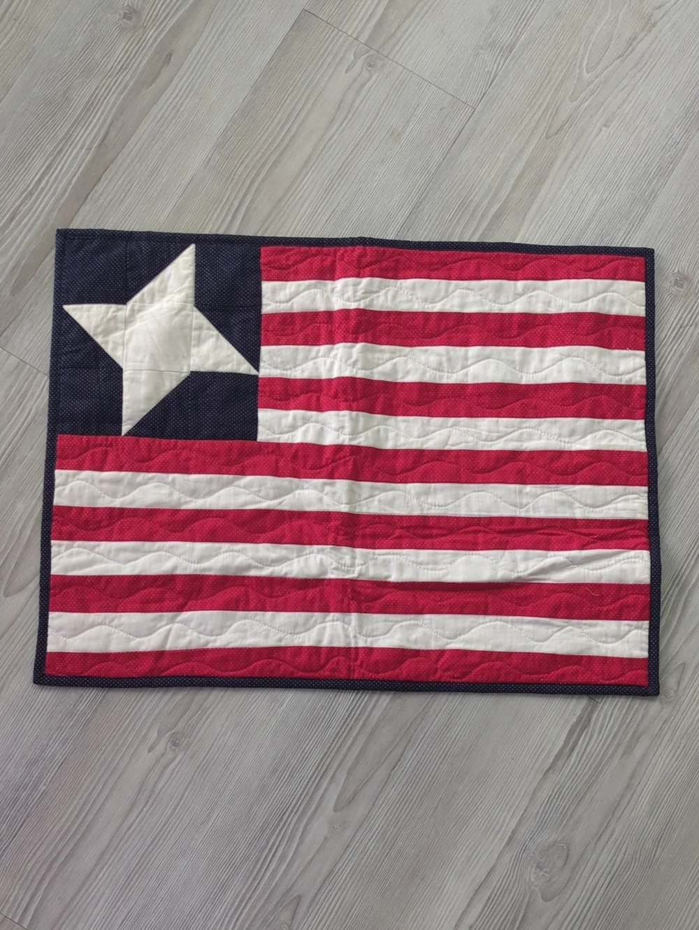 Handmade Patriotic Quilt Wall Hanging Americana Red White Blue Folk Art Decor
